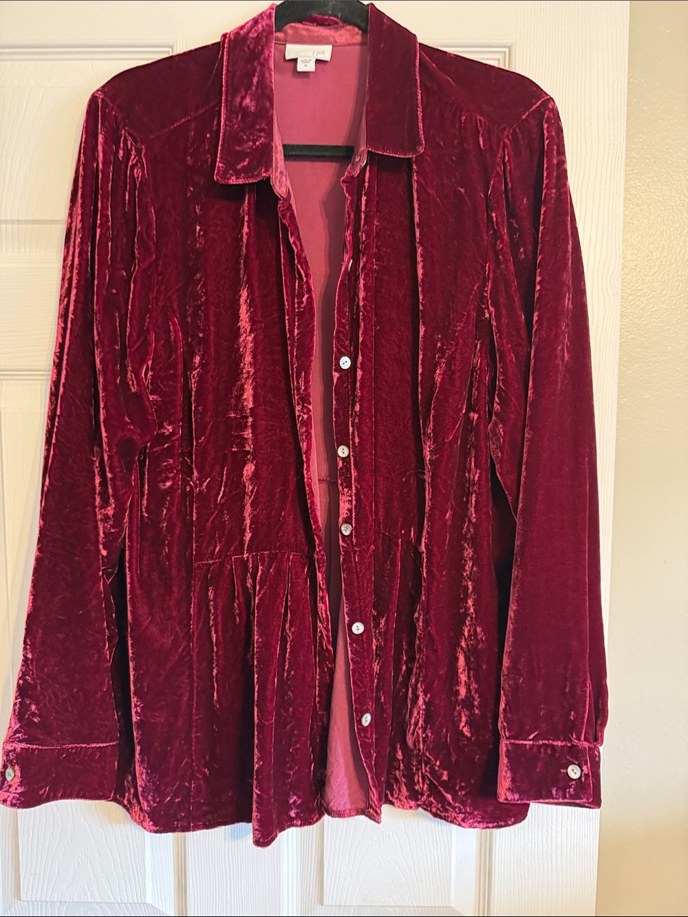 J. Jill Velvet Button-Front in Burgundy